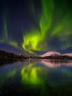 Northern lights over the Salangen Fjord near Sjovegan in northern Norway during winter. Art Print